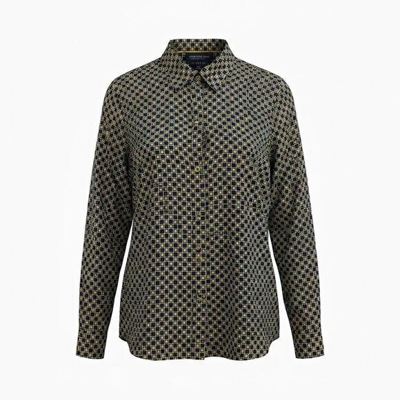 Jones New York Tops - Jones New York Women’s Petite PM Geometric Collared Button-Up Blouse Woven